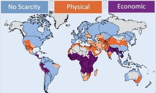 According to the map above, which of the following statements best describes water-example-1