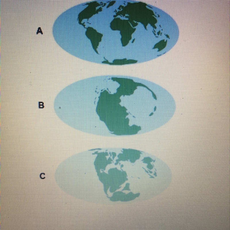 PLEASE HELP Which describes the order of how the continents changed positions, according-example-1