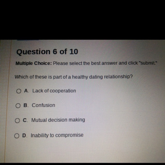 Which of these is a part of healthy dating relationship-example-1