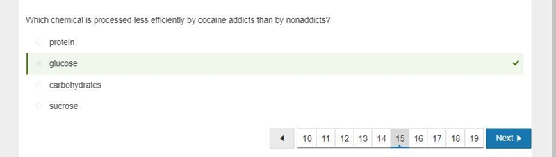 Which chemical is processed less efficiently by cocaine addicts than by nonaddicts-example-1