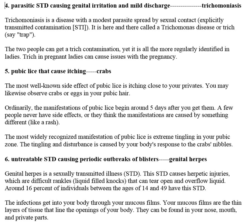 1. can cause sores, rashes, dementia, or blindness HPV 2. can cause burning urination-example-2