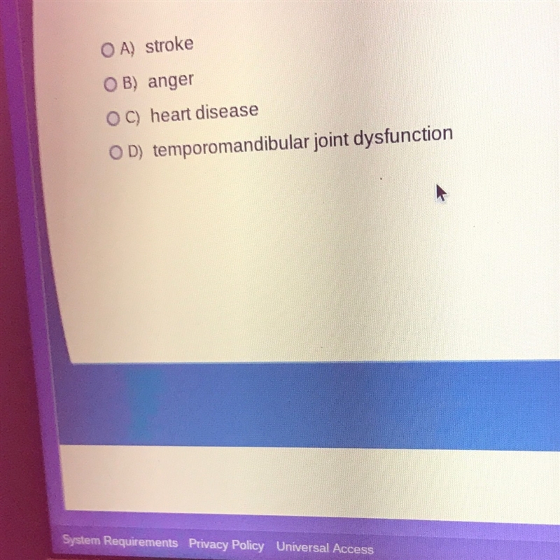 Which of the following is not a stress related disease disorder?-example-1