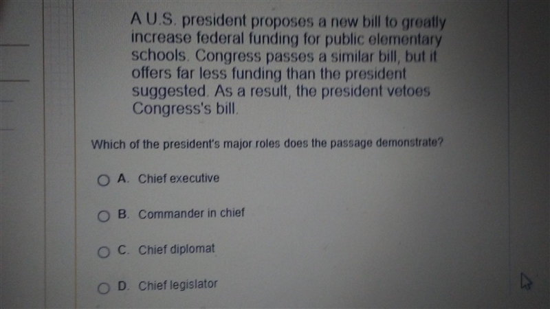 Which of the presidents major roles does the passage demonstrate-example-1