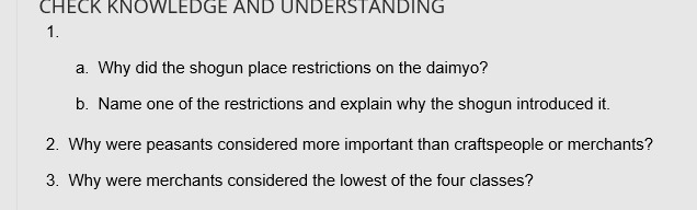 why did the shogunate place restrictions on the daimyo and what was one of them?? ill-example-1