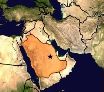 The map above shows the countries of the Middle East. The country that is highlighted-example-1