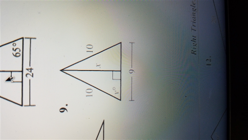 How do you find v° and x using sine, cosine, and tangent?-example-1