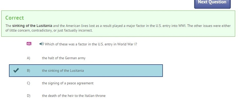 Which of these was a factor in the u.s. entry in world war i? a. the halt of the german-example-1