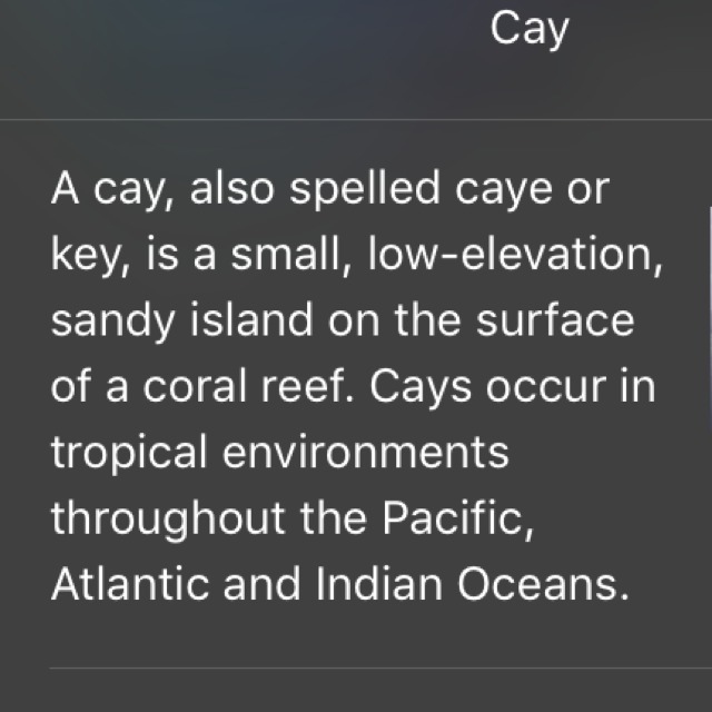 True or false: a cay is a small, low island composed largely of coral or sand-example-1