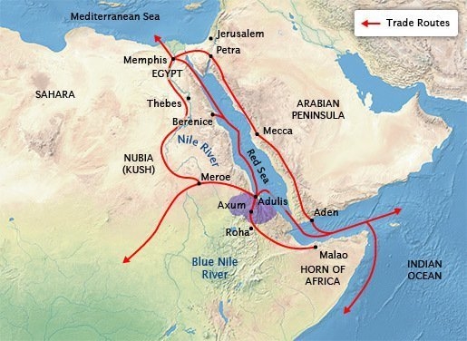 Study the map below. Which two places are only connected by a sea route?-example-1