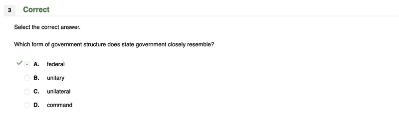 Which form of government structure does state government closely resemble?-example-1
