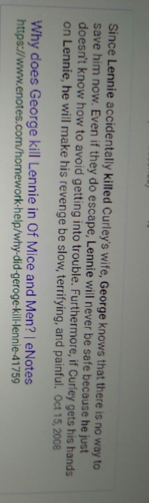 Why did george kill lennie and was he justified in doing that?-example-1