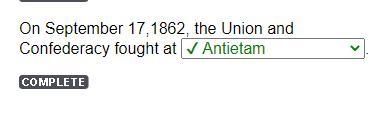 On September 17,1862, the Union and Confederacy fought at .-example-1