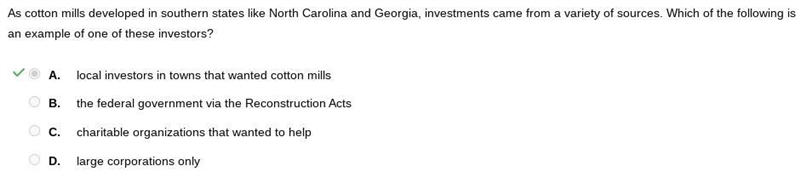 As cotton mills developed in southern states like North Carolina and Georgia, investments-example-1