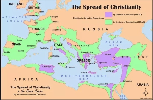 The spread of Christianity in the centuries following the death of Jesus was primarily-example-1