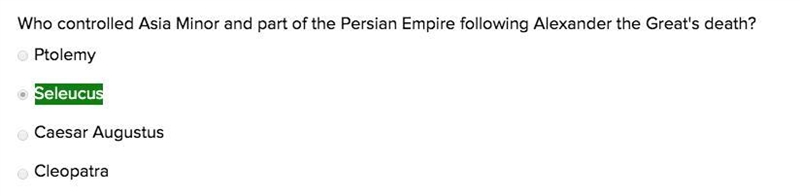 Who controlled Asia Minor and part of the Persian Empire following Alexander the Great-example-1