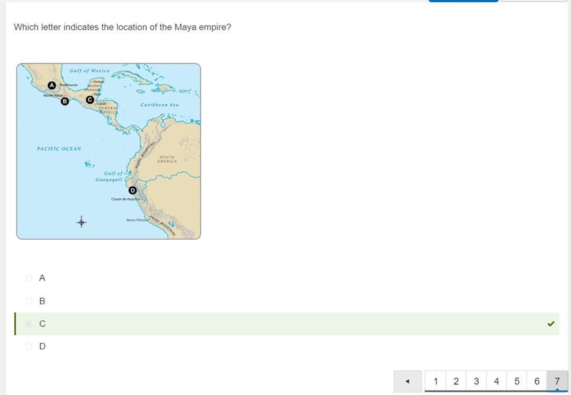 Which letter indicates the location of the maya empire?-example-1