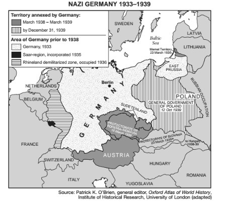 Based on this map, identify one territory annexed by Germany between 1938 and 1939-example-1