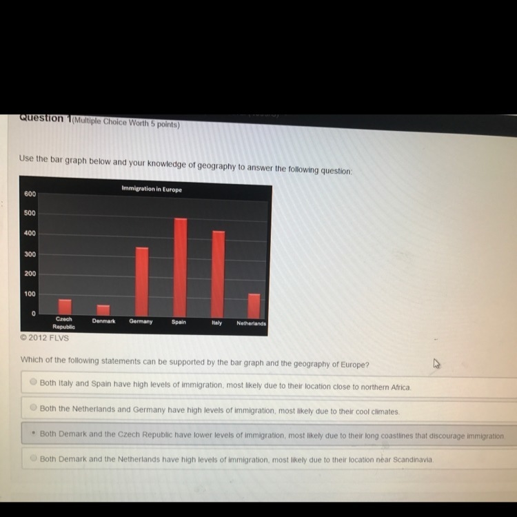 Which of the following statements can be supported by the bar graph and the geography-example-1