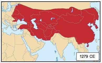 This map depicts A) the greatest extent of the Mongol Empire. B) the area conquered-example-1