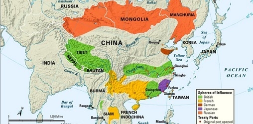 These are the Spheres of Influence in China. Which country had the second largest-example-1