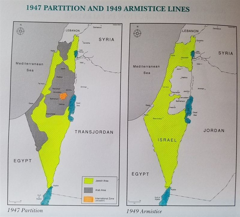 1. How did the boundaries of Israel change between 1947 and 1949? 2. Why did they-example-1