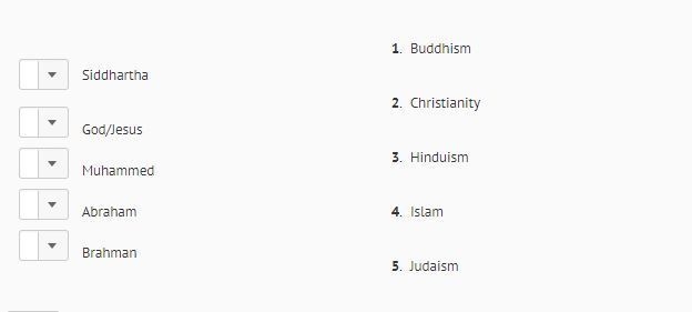 Match the world religion with its Founder/Key Person.-example-1