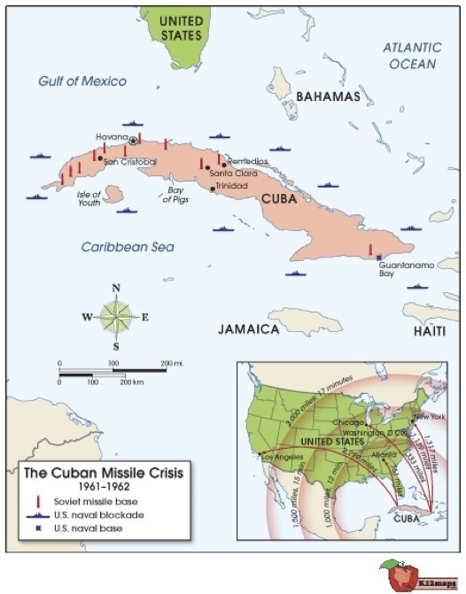 35 POINTS!!!!!!!!!!!!!!!!!! Based on this map, what made Cuba such a serious threat-example-1