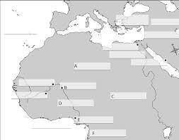 2. Label the following on the map: GAO, Benin City, Niger River, Sahara, savanna, and-example-1