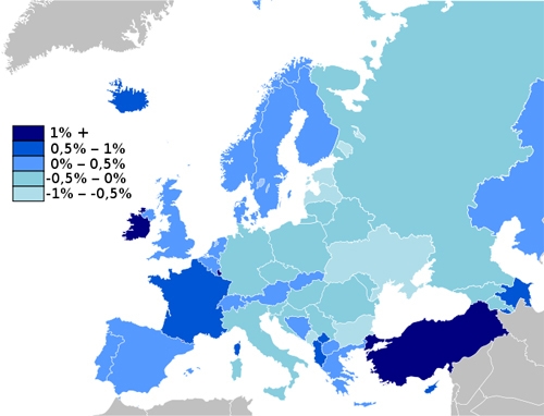 I need history help please. The map below shows population growth rates for countries-example-1