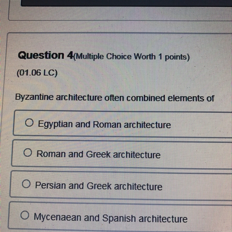 Byzantine architecture often combined elements of what?!-example-1