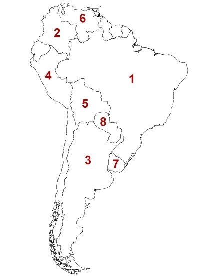 On the following map, the capital of country #6 is ___.-example-1