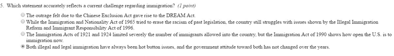 Which statement accurately reflects a current challenge regarding immigration? Options-example-1