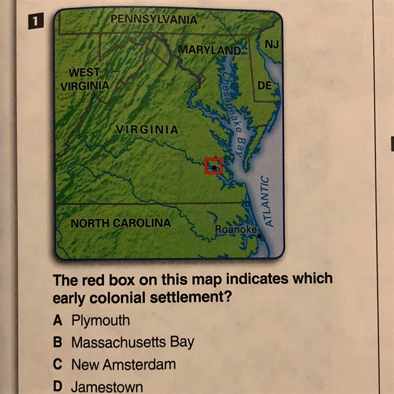 In the red box on this map indicates which early colonial settlement?-example-1