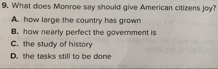 What does Monroe say should give American citizens joy-example-1