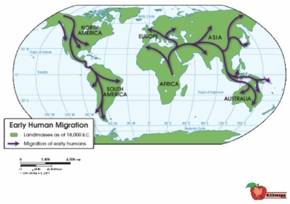 Use the map below to answer the following question: Based on the migration pattern-example-1