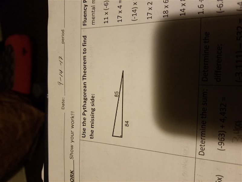 How do i use pythagorean theorem to find the missing side-example-1