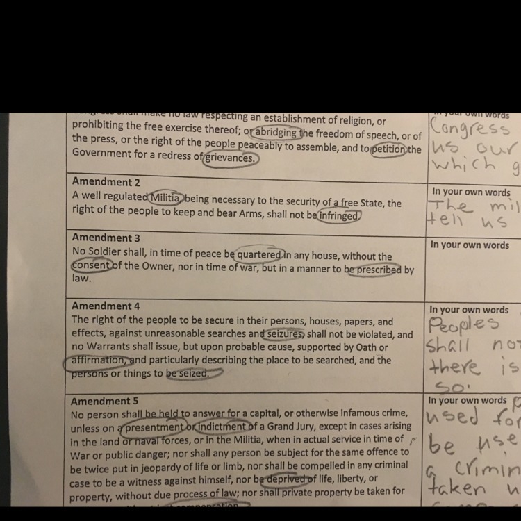 I need help with Amendment 3 and explains it into my words.-example-1