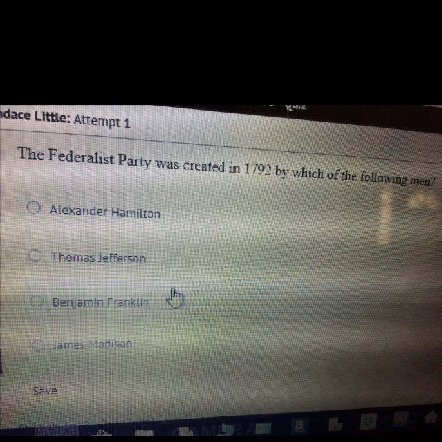 The Federalist Party was created in 1792 by which of the following men?-example-1