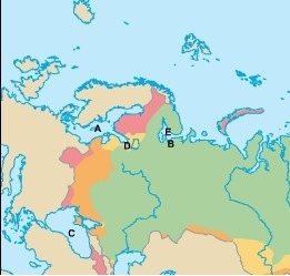 Use the map of Russia to answer the following question: Where is the port of St. Petersburg-example-1