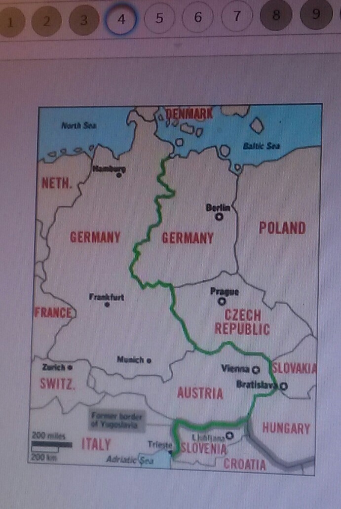 What does the green line on this map represent? A . the Berlin wall B . the iron curtain-example-1