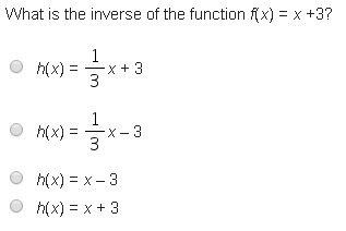 What is the inverse of the function f(x) = x +3?-example-1