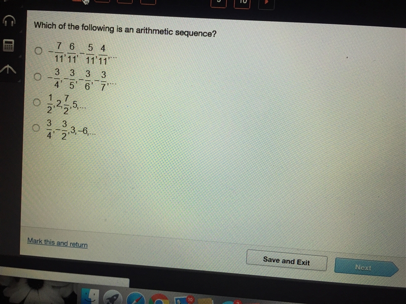 Which of the following is an arithmetic sequence?-example-1