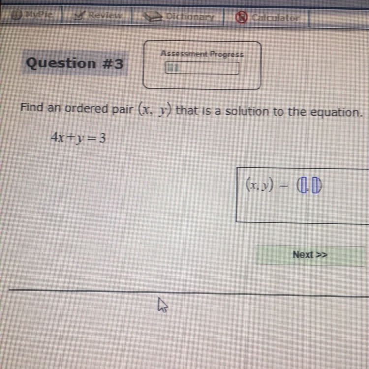 Find an ordered pair (x , y) that is a solution to the equation-example-1