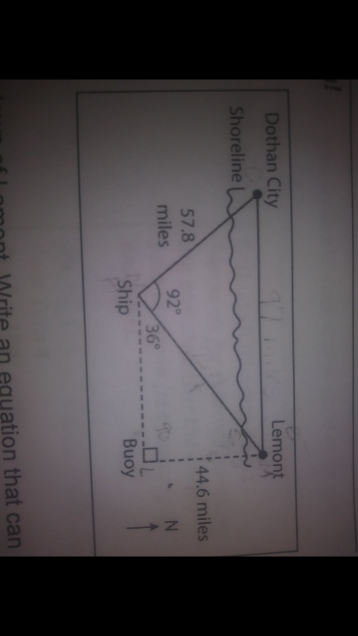 Without using a trigonometric ratio, find the distance from the ship to the buoy, B-example-1