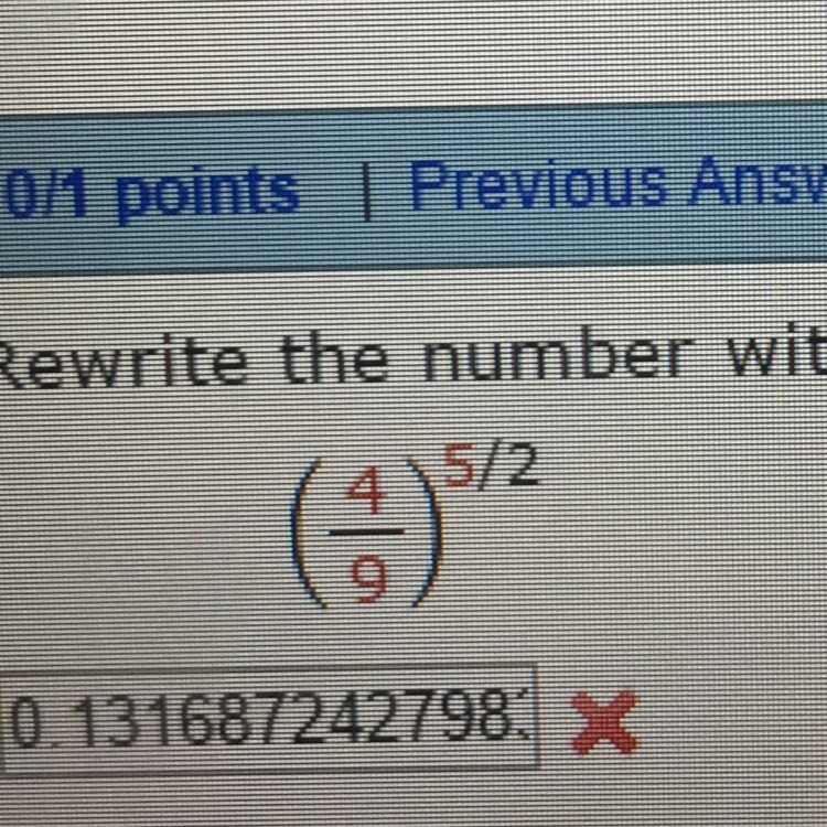 Rewrite number without radicals or exponents-example-1