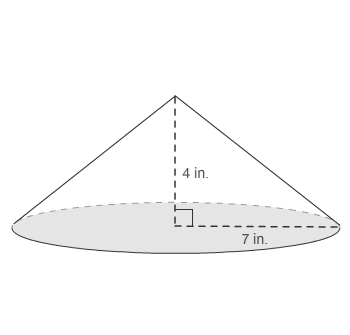 What is the exact volume of the cone? 28π in³ 563π in³ 1963π in³ 196π in³-example-1