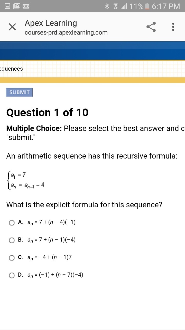 Please help An arithmetic sequence has this recursive formula-example-1