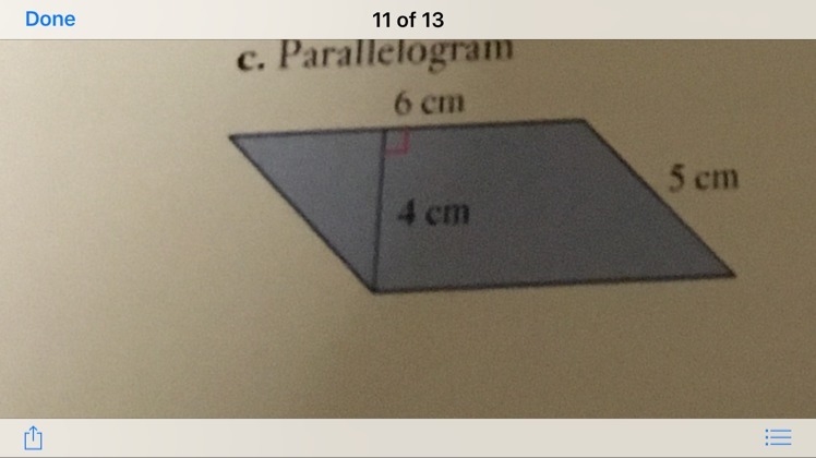 What is the area of the parallelogram given?-example-1