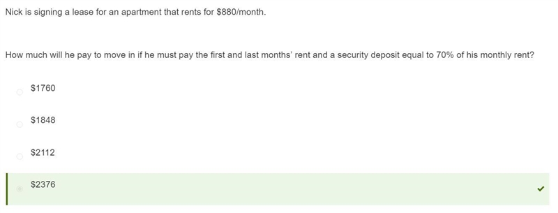 PLEASEEEEE HELPPPPP Nick is signing a lease for an apartment that rents for $880/month-example-1