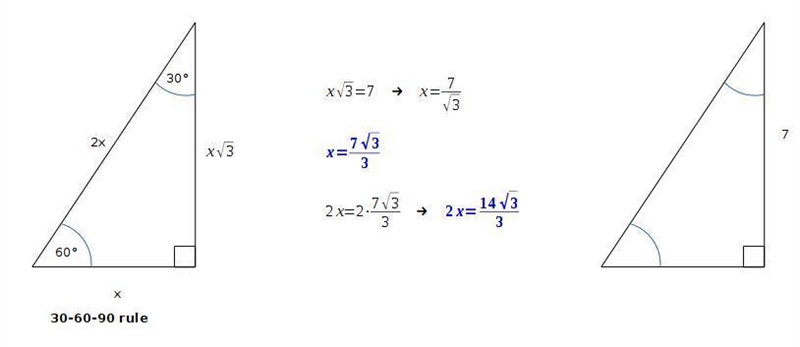 if the longer leg in this 30-60-90 triangle has length 7n units, what are the length-example-1